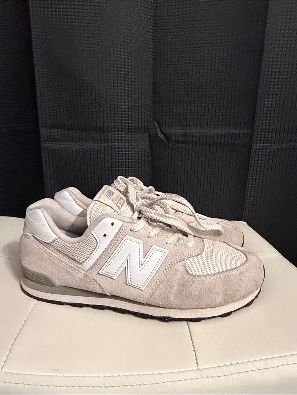 New Balance Light Beige Suede & Mesh 574 Sneakers Big Boys size 5.5
